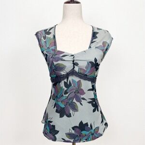Vtg Y2K Axcess Top‎ Womens 12 Floral Fairy Empire Waist Phoebe Friends Feminine